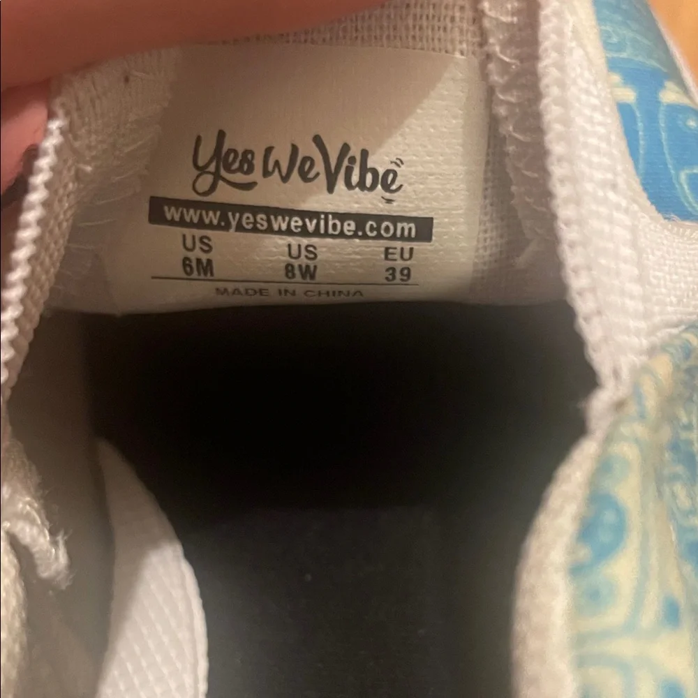Yes We Vibe Turquoise Peace Sign & V Peace Slip-On Sneakers
